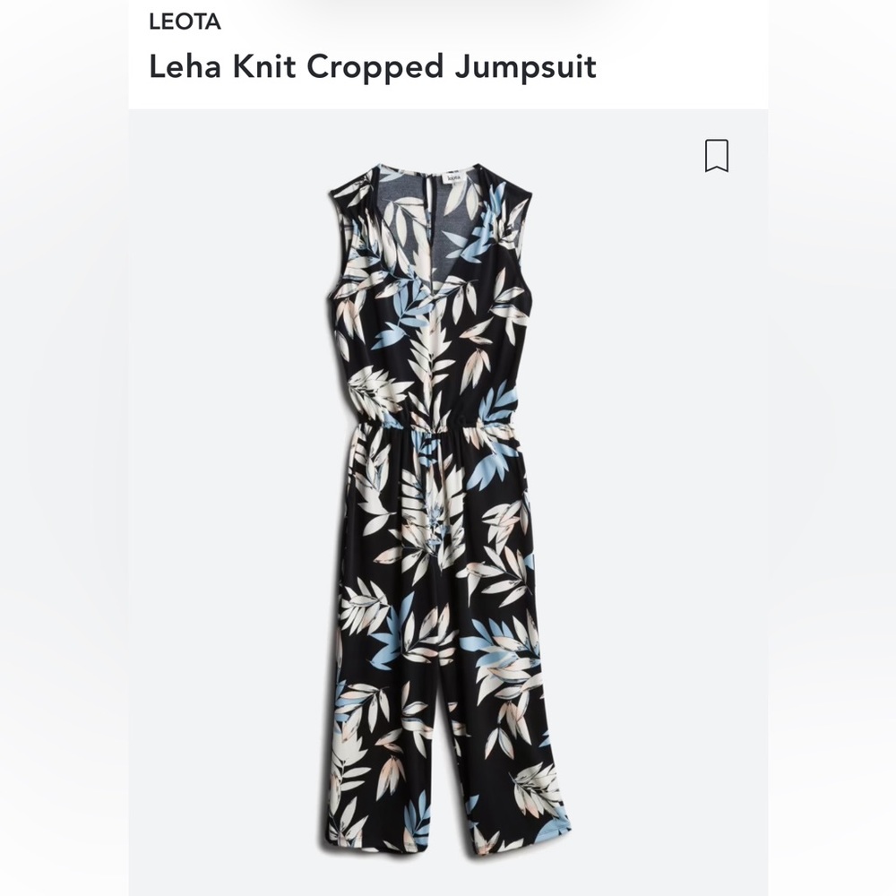 Leota Black Leaf-Print Cropped Jumpsuit